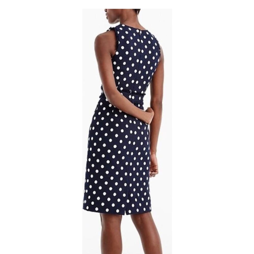 J. CREW Sheath Dress in Navy with Cream Polka Dots